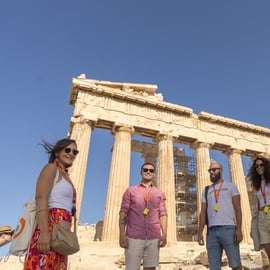 Au départ de la croisière commentée : visite de l'Acropole et des hauts lieux d'Athènes