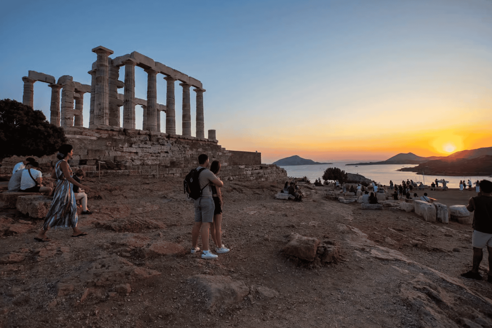 Au départ d'Athènes : Excursion au Cap Sounion au coucher du soleil
