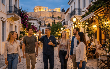 Visite nocturne à pied d'Athènes