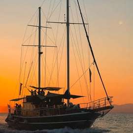 Dîner-croisière au coucher du soleil : arrêt baignade, boissons et dîner à bord