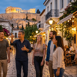 Visite nocturne à pied d'Athènes