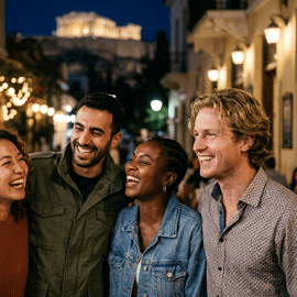 Visite nocturne à pied d'Athènes