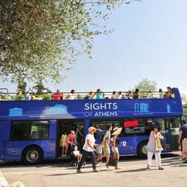 Athènes : Bus à arrêts à arrêts multiples et visite du Cap Sounion au coucher du soleil