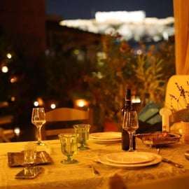 Athènes : Dîner à 7 plats et accord mets et vins avec vue sur l'Acropole